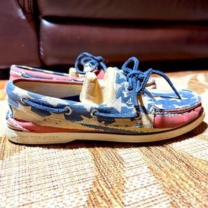 SPERRY American USA Flag Stars Stripes Boat Shoes Size 8 Men’s  Patriotic